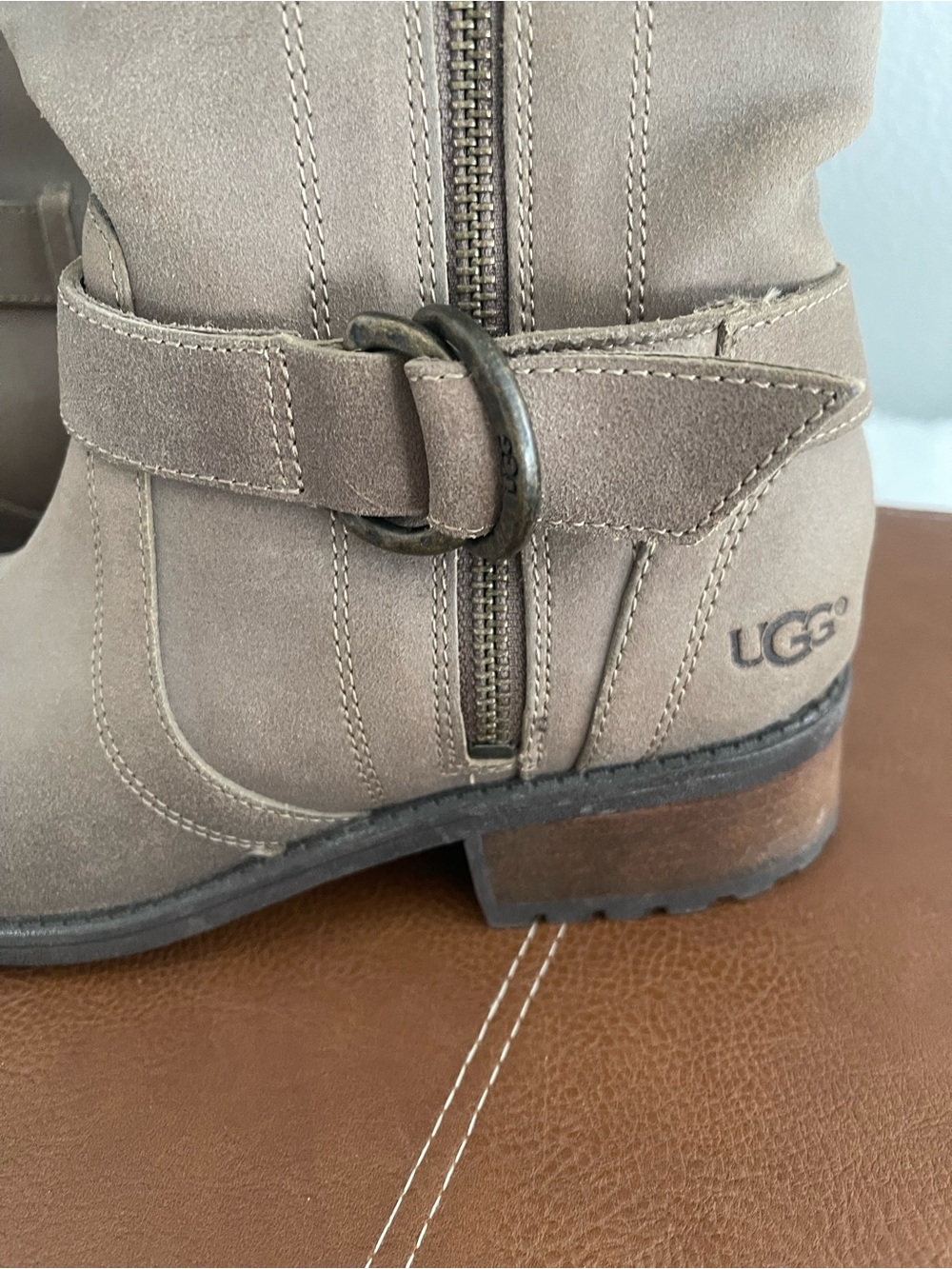 Taupe Mid-Calf Women’s Zip Riding Boots UGG - Picture 3 of 5